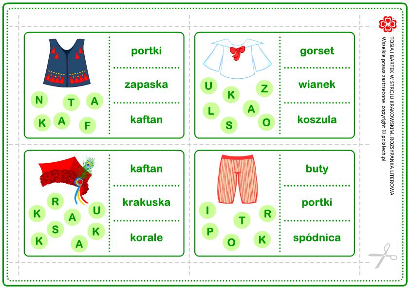 Rozsypanki dla dzieci: strój krakowski